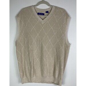 Alan Flusser Sweater Vest Mens XL Argyle V Neck Golf Preppy Minimalist Old Money